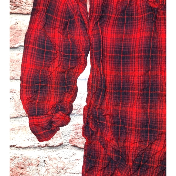 Ralph Lauren Denim & Supply | Red/Black Pleated Hi-Low Plaid Top - Picture 6 of 16